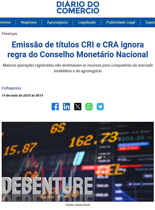 Emisso de ttulos CRI e CRA ignora regra do Conselho Monetrio Nacional